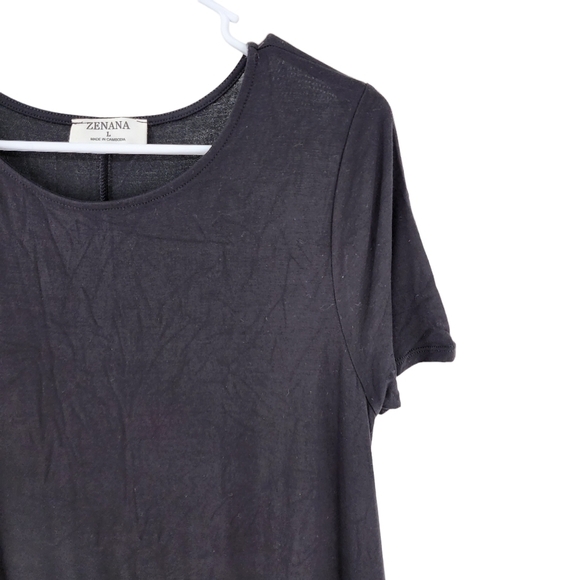 Zenana Women's Short Sleeve Round Neck Ruffle Hem Dress - L - Picture 3 of 6